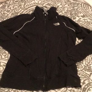 The North Face Black Full-Zip Fleece Jacket with White Piping